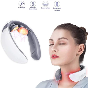 

Portable Neck Massager with Heat Pulse 3D Cordless Intelligent Trigger Point Deep Tissue Massage Neck Massager Pulse Heated