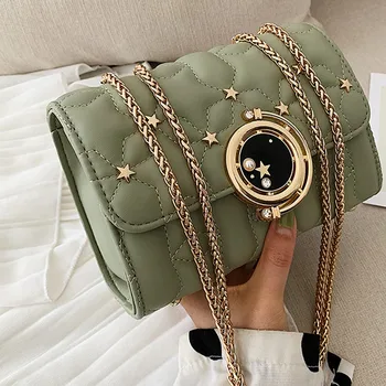 

Women’ Solid Leather Shoulder Bag Fashion Messenger Chain Bag Small Square Bags Women Handbag Crossbody Packs Phone Purse Sac