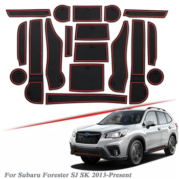 

18pcs Car Styling Gate slot pad For Subaru Forest SJ SK 2013-Present Silica Gel Door Groove Mat interior Non-slip dust Mat