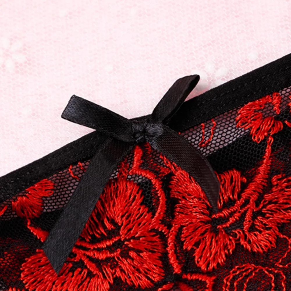 5 Colors Sexy Panties Women Crotchless Embroidered Straps Elastic Underwear T-pant Fashion High Quality Women's Panties