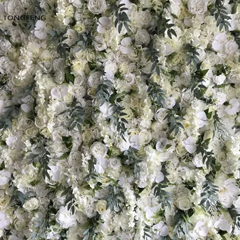 

TONGFENG IVORY 10pcs/lot Flower runner wedding decoration Artificial silk rose peony 3D flower wall wedding backdrop decoration