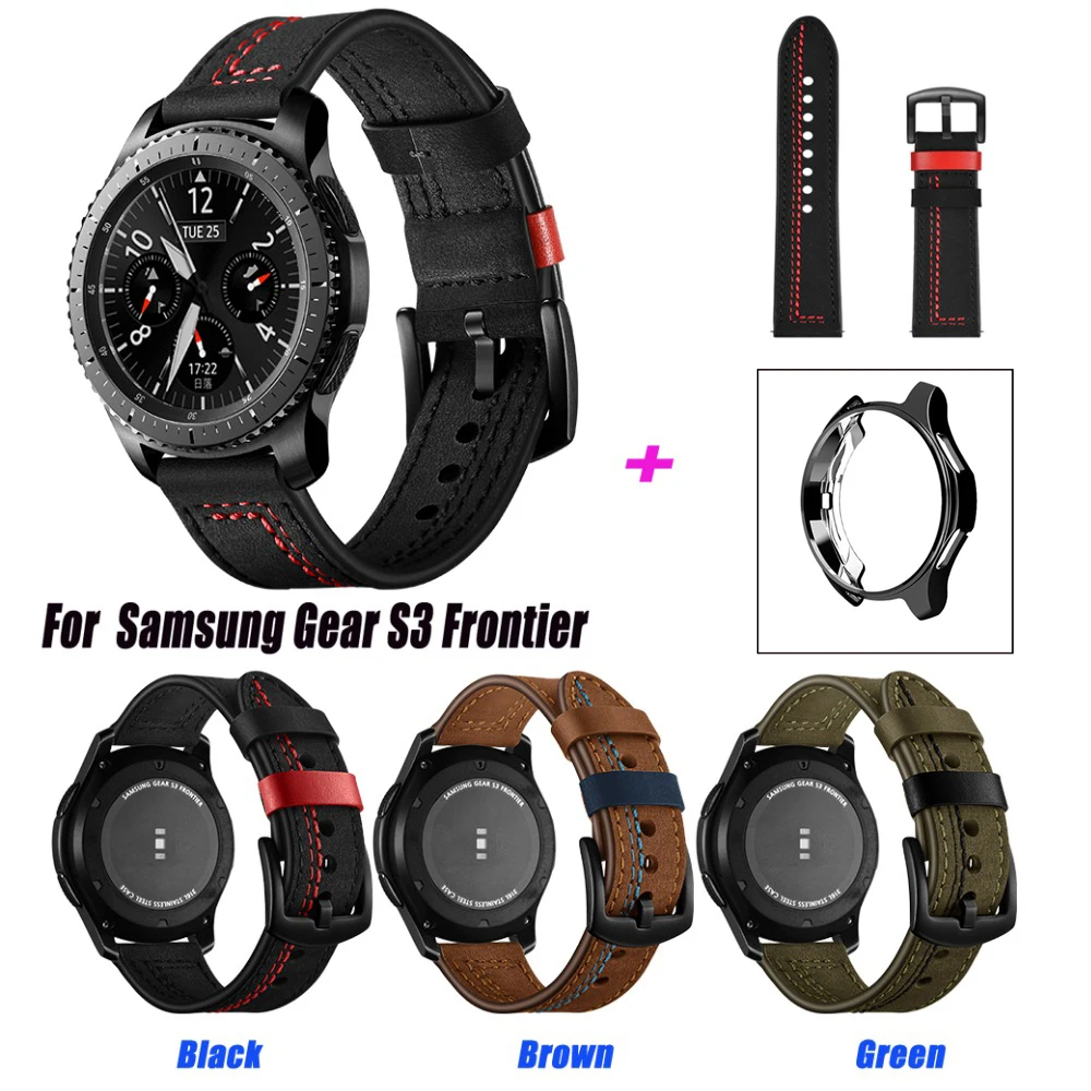 YHNUJM ремешок из натуральной кожи для samsung gear S3 Frontier Смарт-часы 22 мм браслет