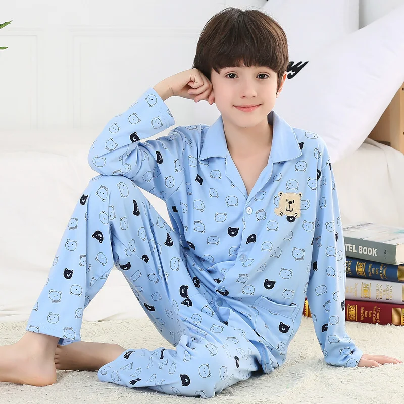 

2019 new Children's pajamas set Boys Cotton Long Sleeve sleepwear Spring and Autumn Summer kids Cartoon thick Home Clothing Suit