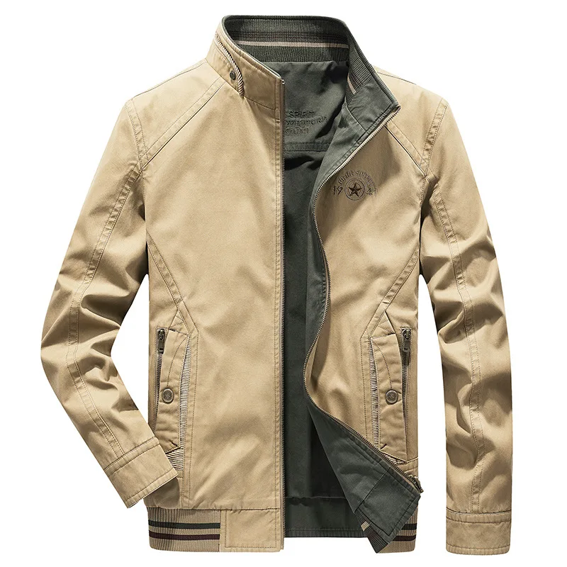 

Double-sided Wear Spring And Autumn New Style Men Fashion Casual Large Size Middle-aged Stand Collar Jacket Men's Two-sided Jack
