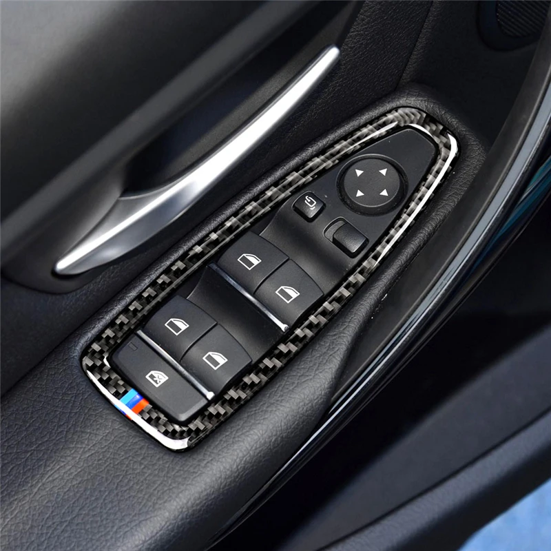 Carbon Fiber Sticker Door Bowl Window Lifter Switch Frame for BMW 1 2 3 Series 3GT F30 F34 F20 F21 2013- Interior Styling