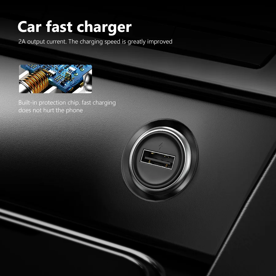 CBAOOO мини USB Автомобильный зарядник Быстрая зарядка для мобильного телефона планшет gps Металл 2A автомобильное зарядное устройство USB Автомобильное зарядное устройство адаптер в автомобиле