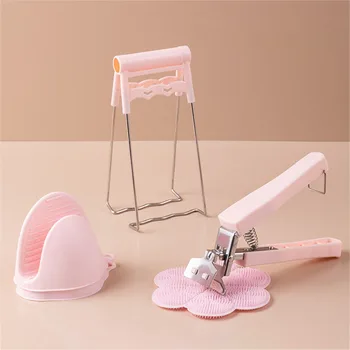 

6Pcs/Set Bowl Clamp Kitchen Stainless Steel Non-Slip Anti-Scalding Bowl Lifting Silicone Anti-Scalding Pot Clamping Set