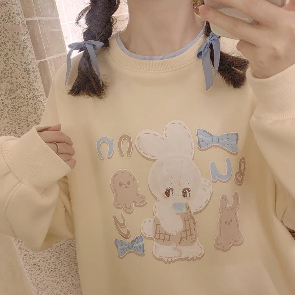 Cute cartoon sweatshirt Winter New Korean Harajuku Japanese Anime Casual Punk Style Women Loose Kawaii Sweater толстовка женская дет толстовка влад серый р 28