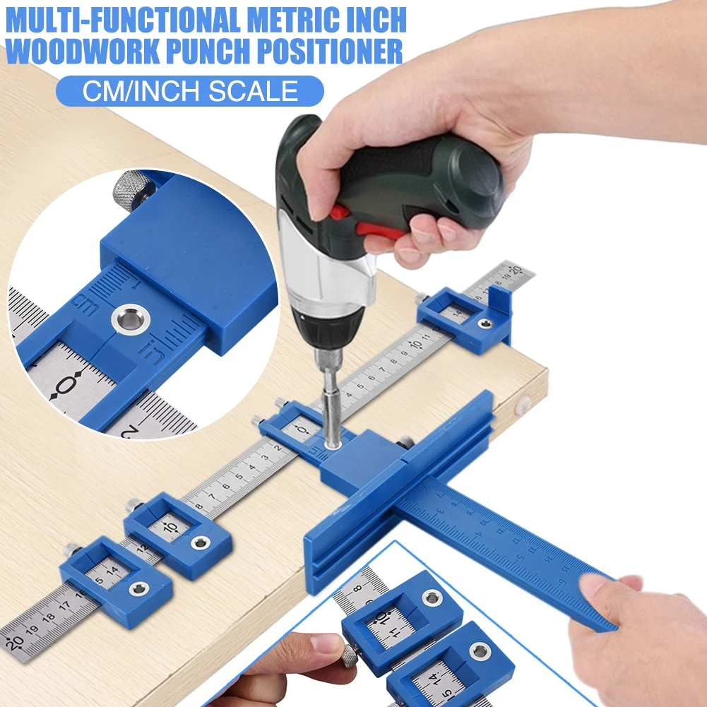 

Adjustable Drill Punch Locator Multi-Function Furniture Woodworking Joinery Hand Tools Woodworking Drilling Dowelling Hole Saw