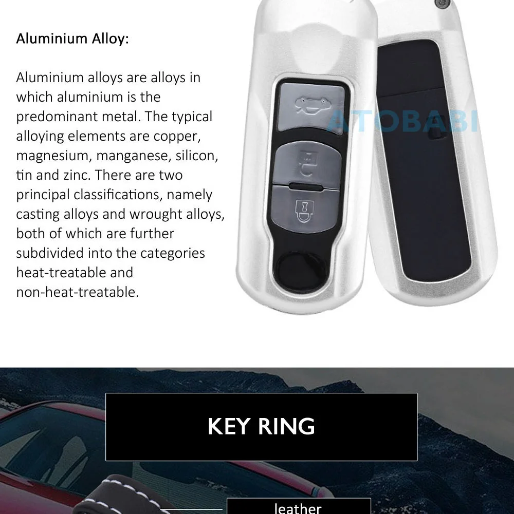 Чехол для ключей автомобиля из алюминиевого сплава для Mazda 3 Atenza 5 MX-5 Axela CX-5 CX-7 6, сумка для ключей, умный пульт дистанционного управления, чехол для брелка, защитная рамка