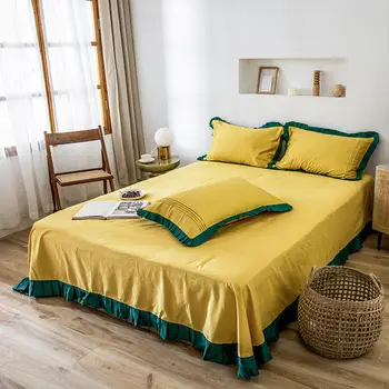 

Wholesale Big Size Solid Color 100% Cotton Bed Sheets Flat Sheet Twin Full Queen King Mattress Cover Sabanas 245*250/250*270cm