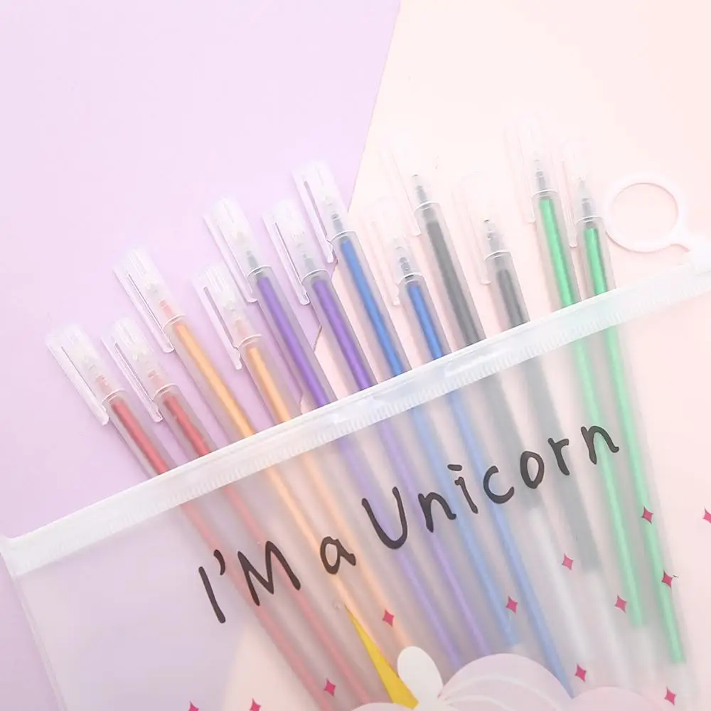 

12pcs Korean Rainbow Gel Pen Cute DIY Journal Dairy Stationery Item Thing Kawaii Colored Store School Art Thing Kids Girl Gift