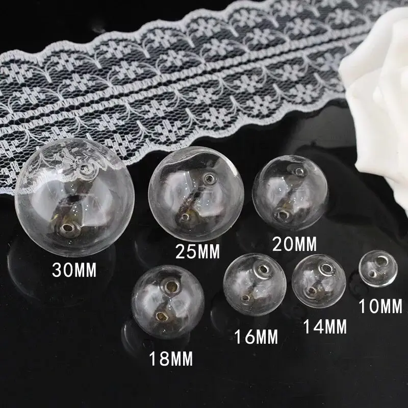 10pcs 25mm hollow round glass ball orb with double hole bubble vial globe orbs jewelry findings beads Accessories | Дом и сад