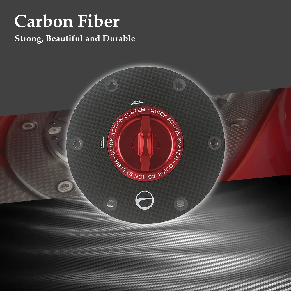 Motorcycle Quick Release Tank Carbon Fiber Fuel Gas Caps Keyless Cover