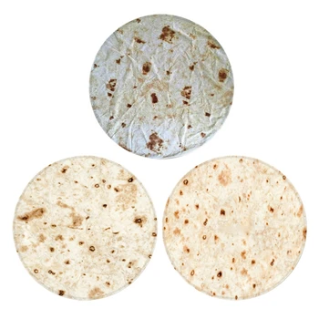 

Food Creations Burrito Wrap Blanket Comfort Round Bathroom Carpet 60CM Mexican Flannel Kitchen And Anti-slip Mat Floor Home Rug