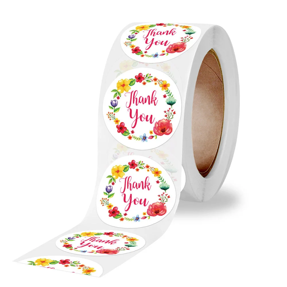 50-100 stücke Kleber grün Kraft Siegel Aufkleber Vintage Blume danke runde Versiegelung Etikett zum Backen Geschenk Aufkleber lustige DIY Arbeit – Detail 6
