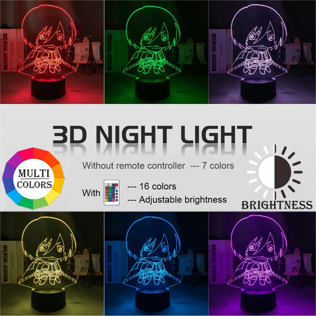 3d иллюзионная лампа атака на Титанов светильник для украшения спальни цветной