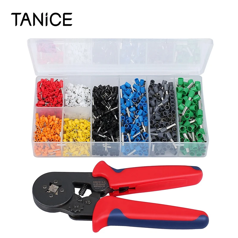 TANiCE Wire Ferrule Crimp Tool Kit With 175mm Hand Crimping Stripper And 1200Pcs Terminal Connectors For Ferrules | Обустройство дома