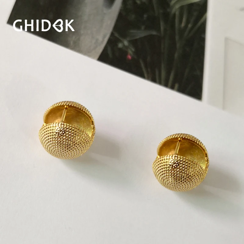 GHIDBK эффектные шикарные крошечные серьги-кольца с шариком минималистичные полые серьги-обручи ручной работы Геометрическая Сережка Модная бижутерия