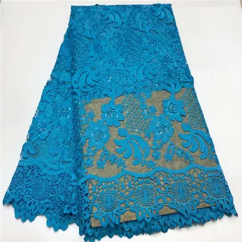 

Excellent blue with nice embroidery French net lace fabric for wedding/party dress JNZ385(5yards/lot)