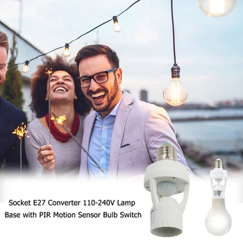 

Socket Converter 110-240V Lamp Base with PIR Motion Sensor Automatic Detection Of Human Body Pir Induction ControlLight Bulb