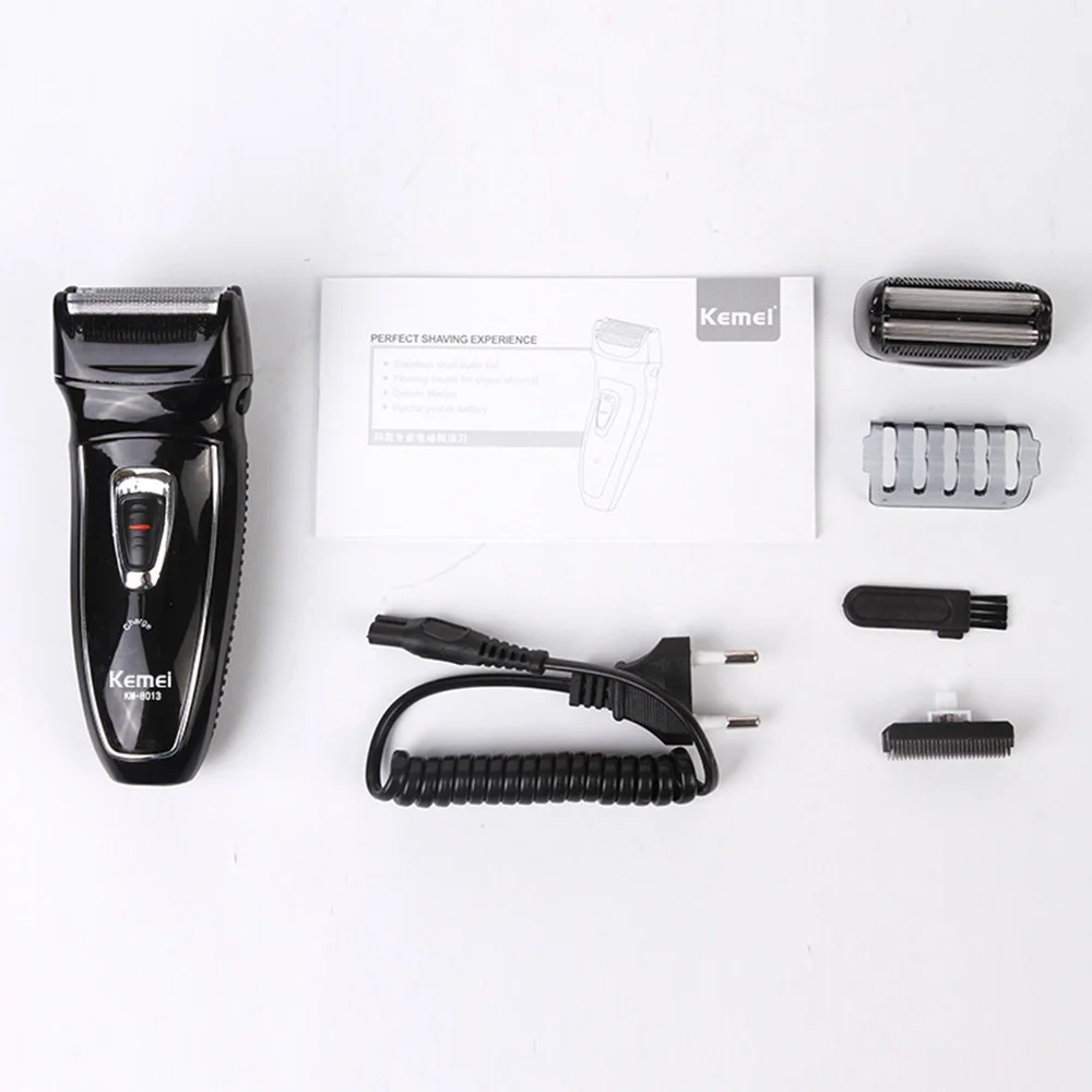 

KEMEI Reciprocating Hair Trimmer Rechargeable Electric Shaver Rotary Electronic Shaving Machine Face Care Razor KM-8013 2 Heads
