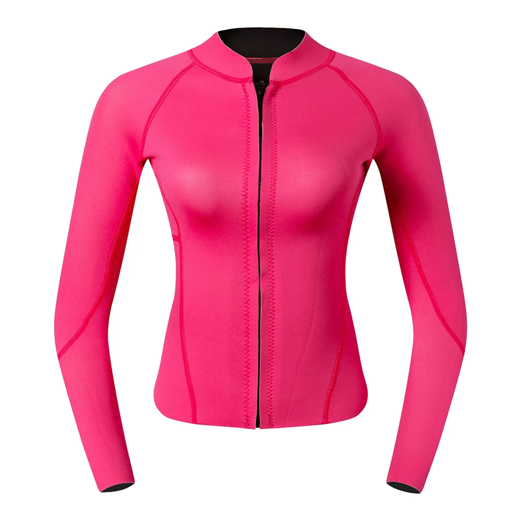 Premium 2mm Neoprene Women Wetsuit Front Zipper For Scuba Diving Swimming Top Rose Red for Diving