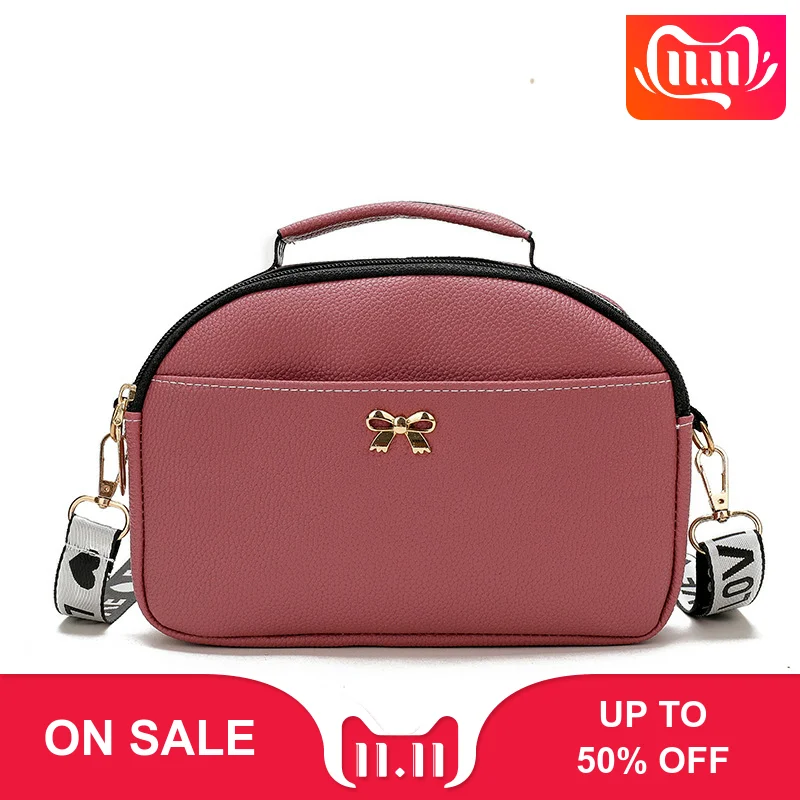 

aliwood Women's bags 2019 New Bow Vintage Leather Shoulder Messenger Bag Letter Flap Retro Female Crossbody Bags Handbags Bolsas