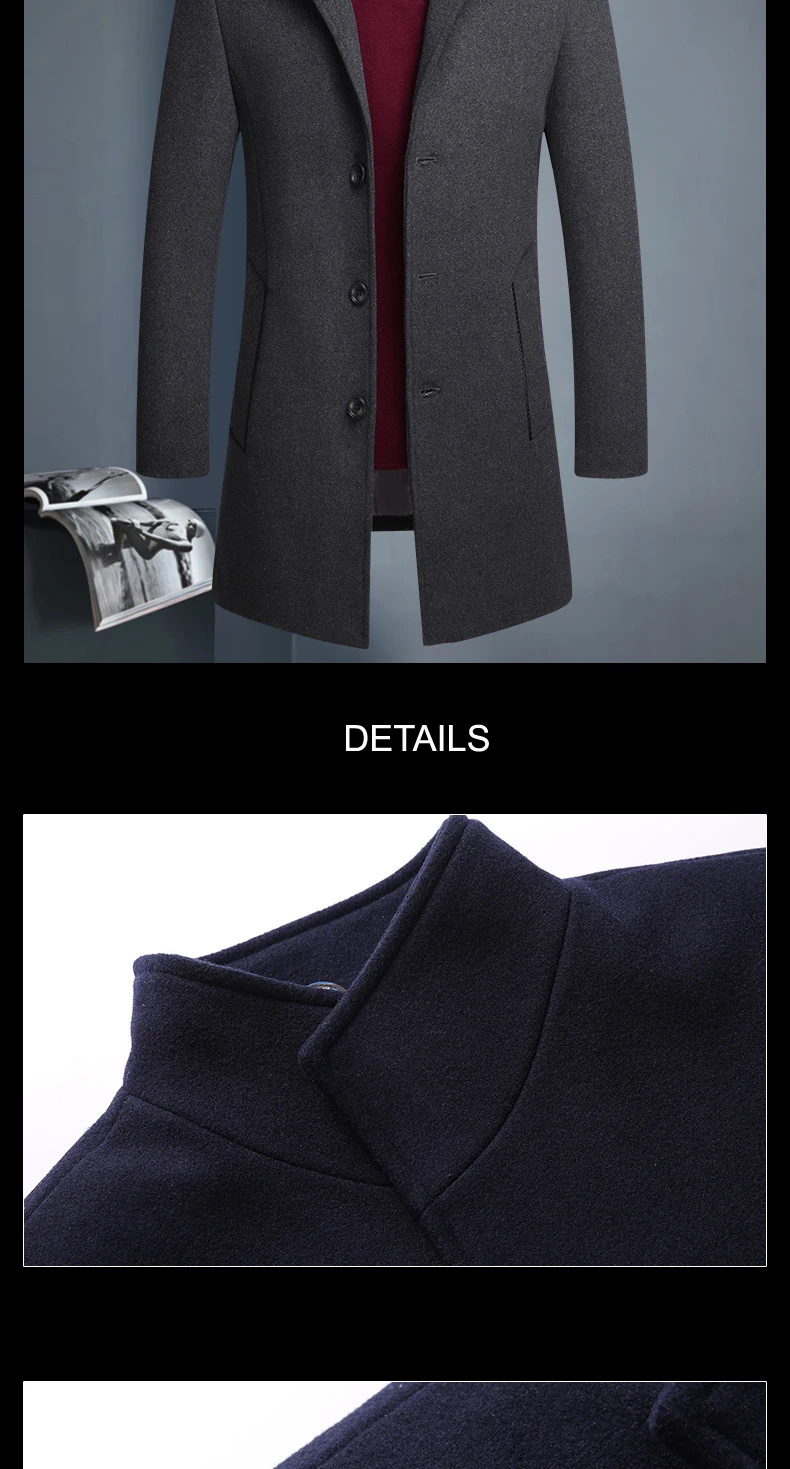 New Long Multi Colors Men Winter Jacket Wool