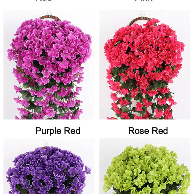 Xuanxiaotong, 2 шт., яркий фиолетовый искусственный подвесной цветок, имитация, Настенная подвесная корзина, цветок, искусственная Орхидея, шелк, пион, лоза, цветок
