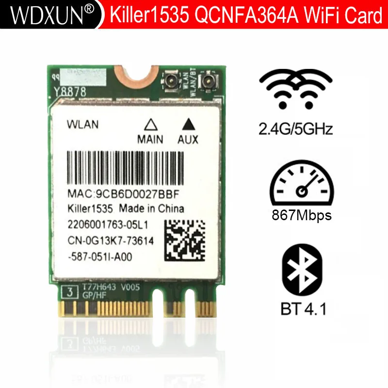 New Wlan 2in1 Killer Wireless 1535 802.11 A/b/g/n/ac + Bluetooth 4.1