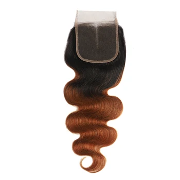 Brazilian Body Wave Bundles With Closure 1B 27 30 Ombre Blonde Brown Human Hair Weave Bundles With Closure Non-Remy Hair SOKU 6