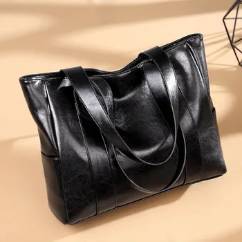 

Women's bag 2020 new fashion versatile cross border large capacity tote bag leisure portable one shoulder women's PU leather bag
