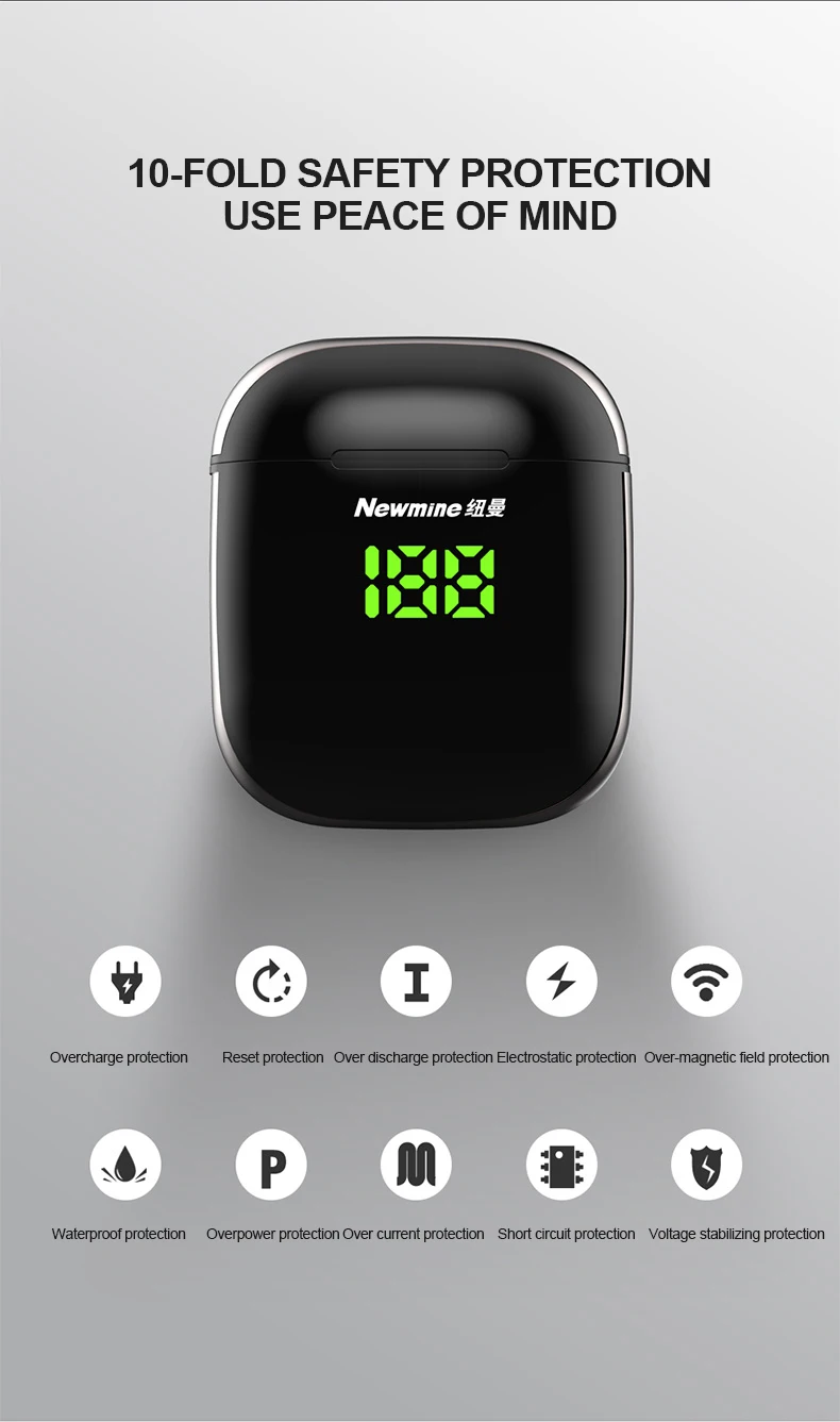 Newsmine X6 True Wireless Bluetooth 5.0 Earphone Black Portable Sports Touch Control Earbuds Support Separate Connections