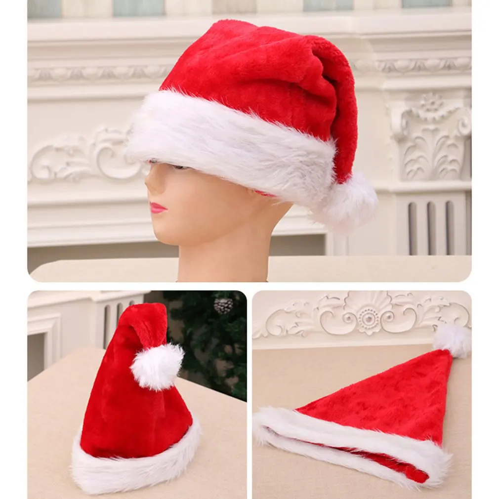 Рождественская шапка из плюша, зимняя теплая Рождественская Высококачественная плюшевая шапка для взрослых, утолщенная шапка с большим