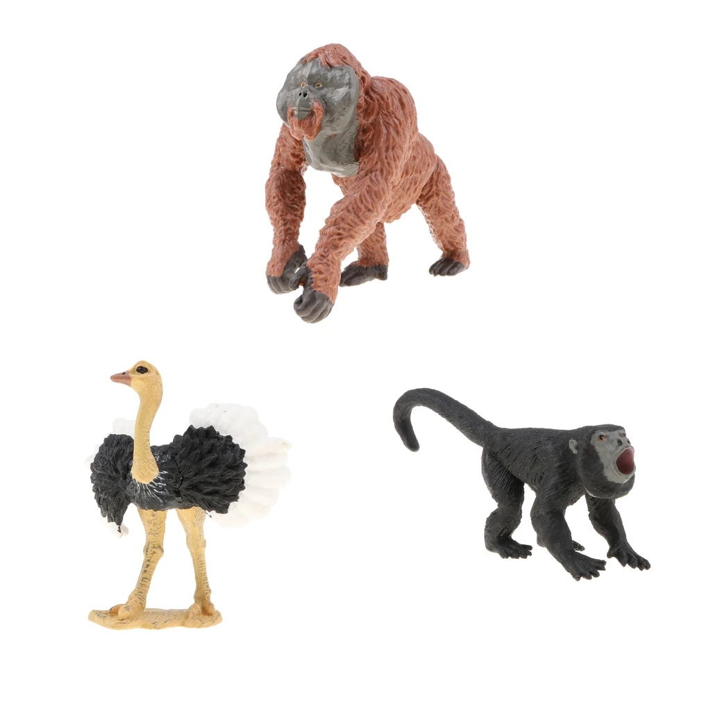 

3 Pieces Plastic Jungle Zoo Figure Wild Animals Figurine Model Toy