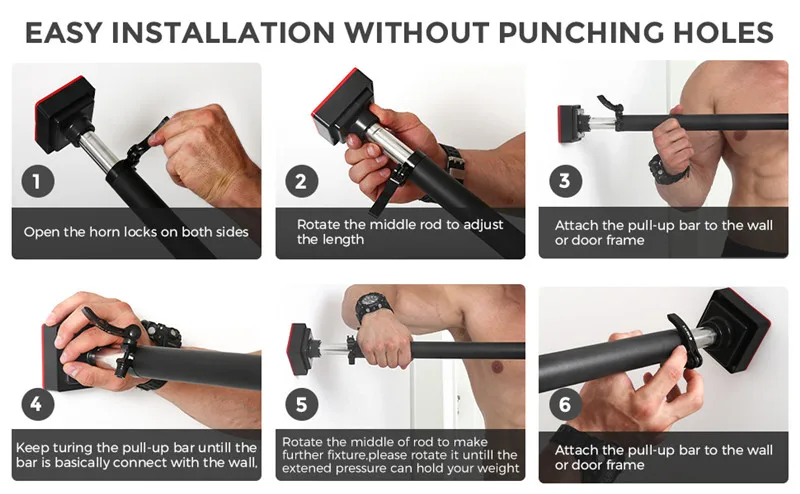 INNSTAR Pull-up Bar 360 Self-locking Door Wall Horizontal Bar Workout Sport 400kg Adjustable Training Bars Fitness Gym Equipment