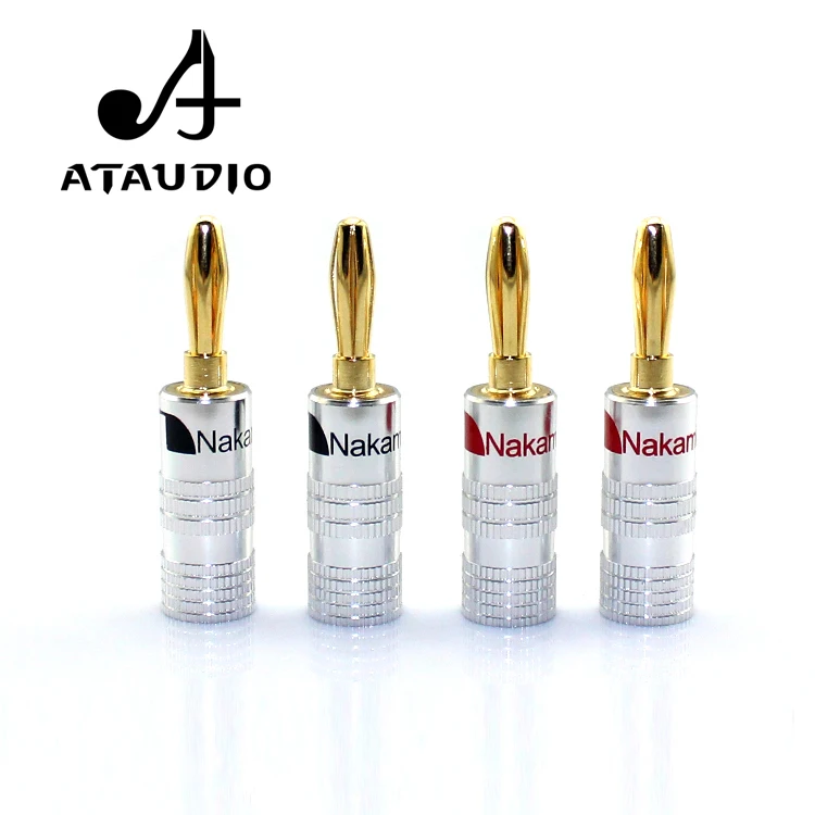 ATAUDIO 4 шт. Hifi Nakamichi Банановый штекер высококачественный позолоченный 24K