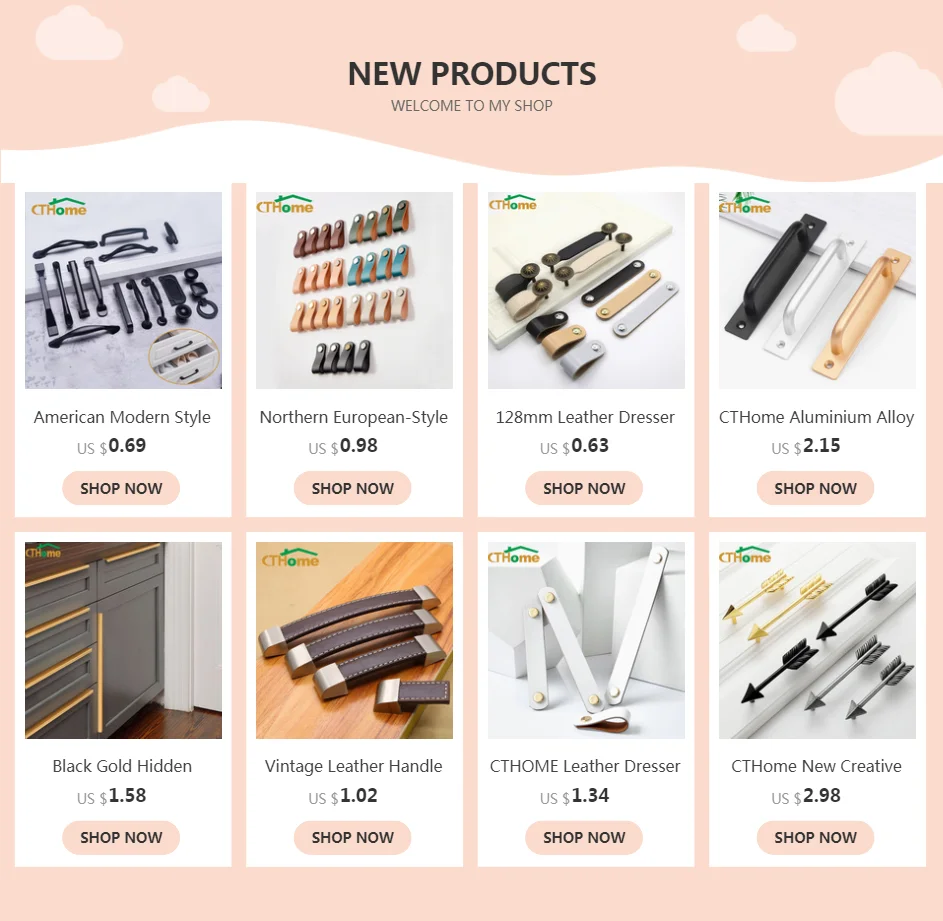 1PCS Leather Handle Bag Handle Drawer Door Knob Brown Black Furniture Handle Hardware Decoration Zinc Alloy Cabinet Dresser