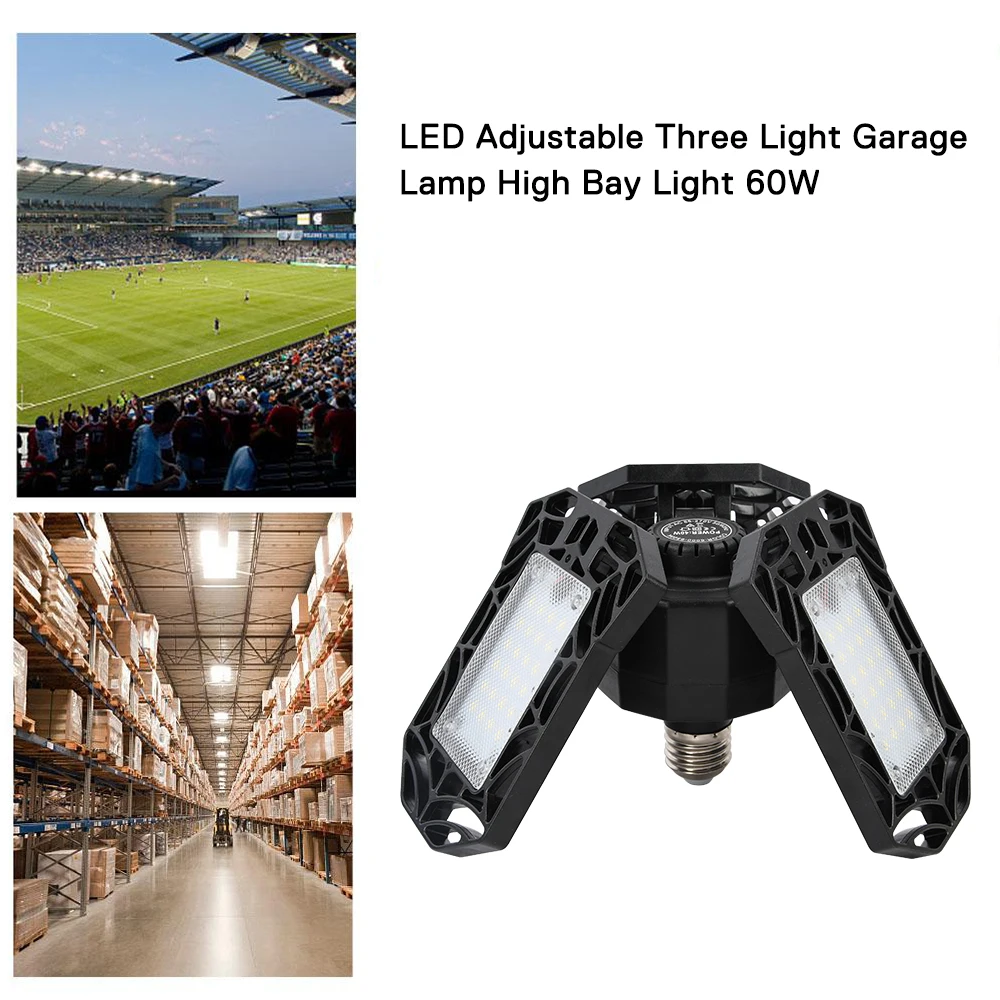 

UFO LED High Bay Garage Lamp Super Bright E27 40W Deformation IP44 85-300V Industrial Lighting 4000LM for Warehouse Gas Station