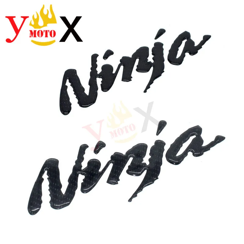 Ninja 3D карбоновый резервуар боковой обтекатель эмблема, наклейка с логотипом наклейка для Kawasaki Ninja 300R 250R 400R ZX6R 10R 14R 636 Z800 Z1000