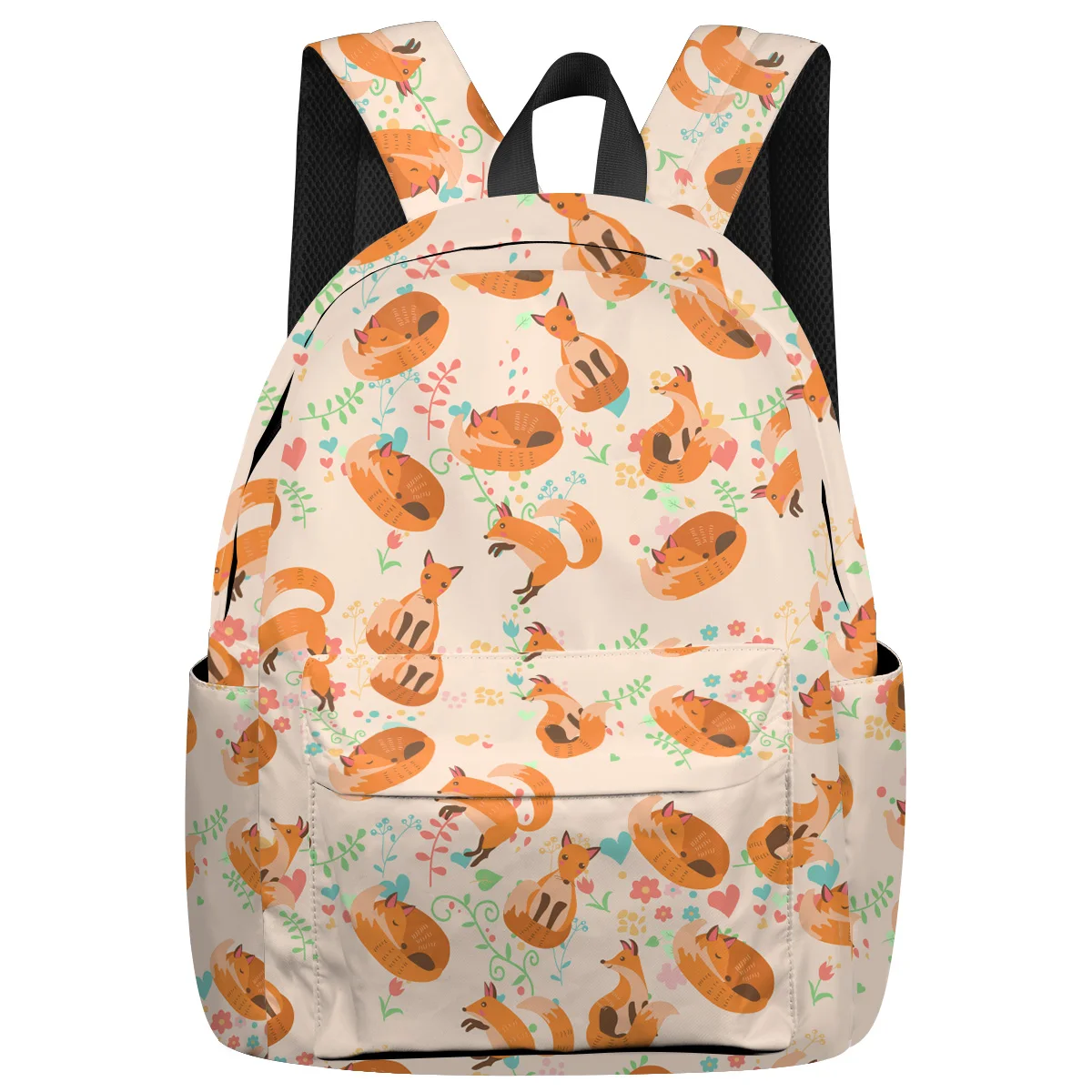 

WHEREISART Cartoon Animal Fox Backpacks Internal Frame Backpacks St. Valentine'S Day Bottle Side Pockets Computer Backpack