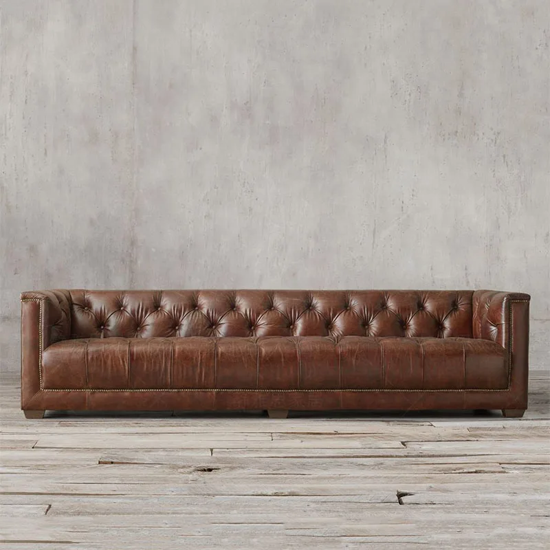living room Sofa set диван мебель кровать muebles de sala chesterfield oil wax real genuine leather sofa cama puff asiento sala