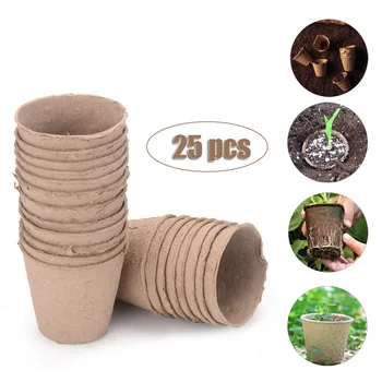 

25pcs Paper Pot Starters Seedling Herb Seed Nursery Cup Kit Organic Biodegradable Eco-Friendly Home Cultivation Garden Tools