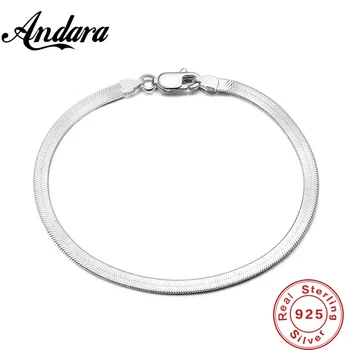 Ins Style 925 Sterling Silver Bracelet 4mm20cm Blade Snake Bone Bracelet For Men & Women Jewelry Gifts