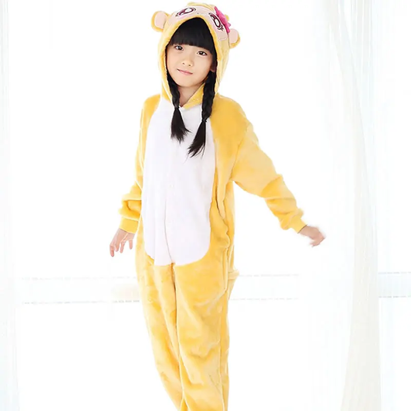 Flannel Kigurumi Children Pajamas Set Winter Hooded Animal Unicorn Pikachu Stitch Kids Pajamas For Boys Girls Sleepwear Onesies - Цвет: U