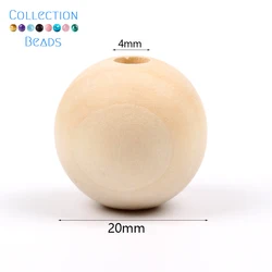 Natural Wood Beads - Round Spacer Wooden Pearls for DIY Jewelry and Handmade Accessories (20mm 10pcs)