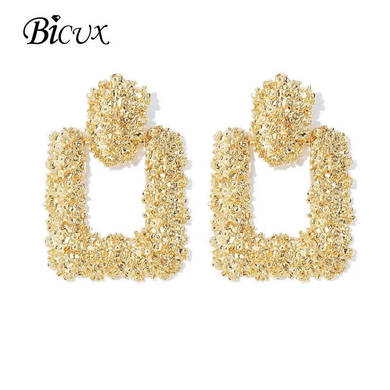 Gold 2 BICUX, модные золотые Висячие серьги для женщин, массивные большие геометрические металлические серьги, Женские Висячие серьги, современные ювелирные изделия - Окраска металла: Gold 2