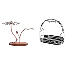 2-In-1 Red Wine Glass Rack And Wine Decanter Display Rack With Coffee Cup Holder, Home Crafts, Iron Saucer Holder