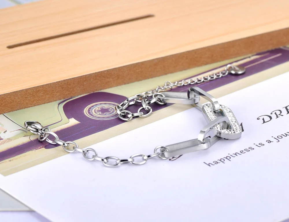 JeeMango Trendy CZ-Kristall-Armbänder mit geometrischem Charme für Damen, Titan-Edelstahl-Gliederkette, Bohemia-Strandschmuck JB21001 – Detail 5